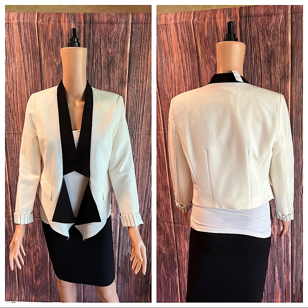 Forever 21 NWT sz small black cream / white contemporary suit jacket boho